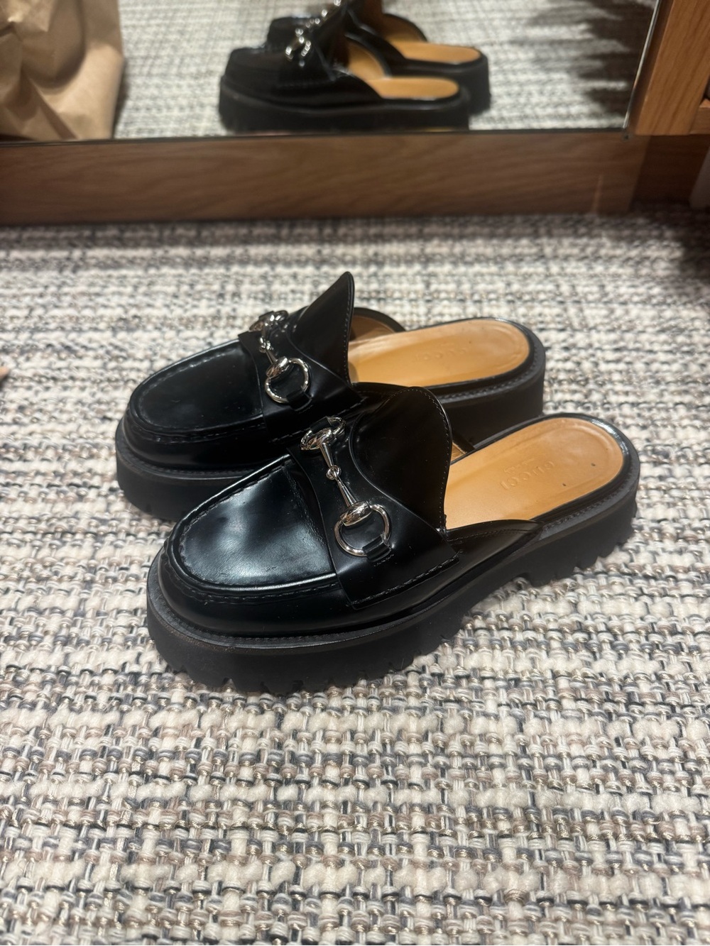 Gucci Black Leather Horsebit Mule Clogs - Picture 2 of 8